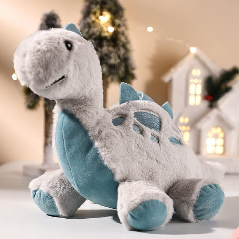TCBunny 15" Baby Dinosaur Bedtime Stuffed Animal Plush Toy, Stephan the Stegosaurus in Grey