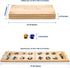 Set 72+8 Package AMEROUS Wooden Mancala Board Game - Upgraded Larger Size - Bonus Multi Color Glass Stones - Folding