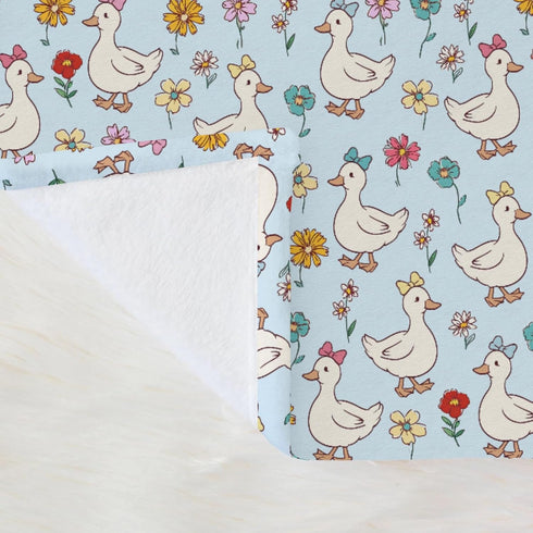 Selgkds 60x80inch Cute Geese Boho Flowers Baby Blankets for Girls Boys Infants Toddler Crib Stroller Blue Spring Ducks
