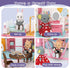 Playset, Set 3 4 5 6 MITCIEN Dollhouse DIY Pretend Portable Caravan Camper Bus Toy Kit with Little Critters Bunny Dolls