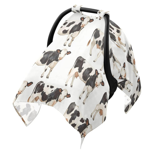 Mazeann Watercolor Farm Cow Car Seat Cover Baby Breathable Soft Infant Carseat Covers