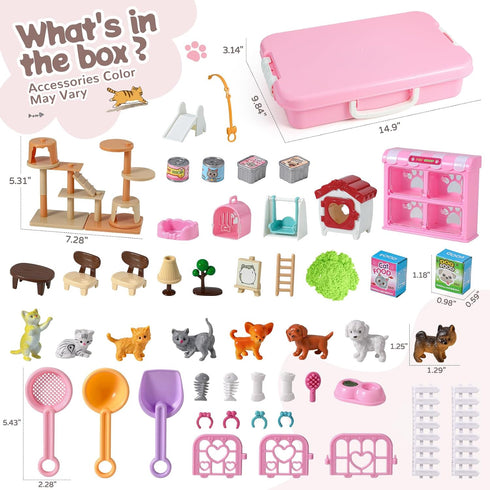 2.2lbs 3 4 5 6 7 8 KNASON Cat and Dog Sensory Bin,Play Sand Kit for Girls and Boys with Sensory Sand and Sand Box,Pet