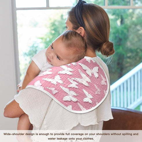 Bulletgxll Set 4, White Butterflies Unisex Baby Burp Cloths of Soft Absorbent Organic Cotton Muslin Burping Cloths
