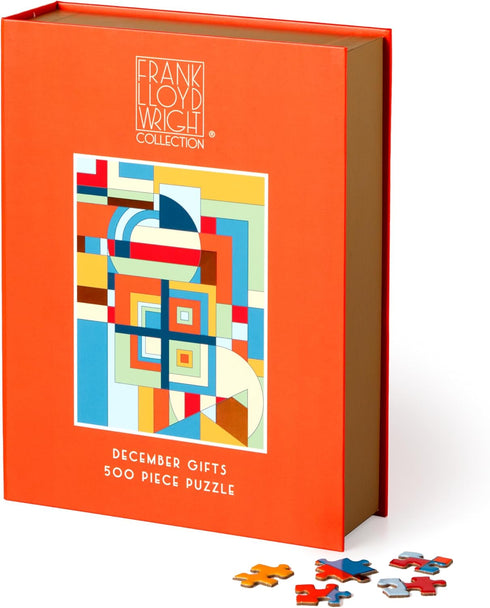 Galison Frank Lloyd Wright 500 Piece Book Box Puzzle, Architectural Geometric Artwork in Magnetic Keepsake Box