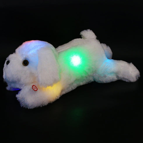 18'' WEWILL Light up White Puppy Dog LED Stuffed Animal with Colorful Night Light Glow Soft Plush Toy Gifts for Kids on