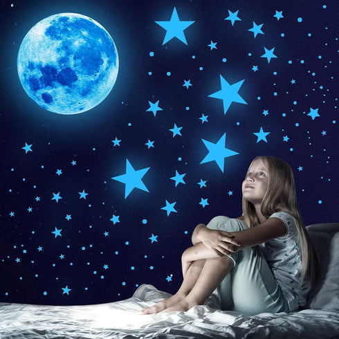 Glow in The Dark Stars, 1088 Pcs Ceiling Stars and Moon Wall Decals, Perfect for Kids Room Nursery Bedroom Decor