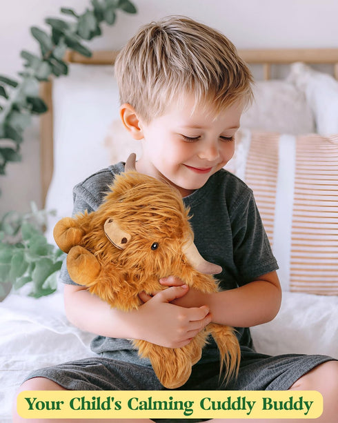 15 Inches Cuckool Highland Cow Stuffed Animals, Adorable Fluffy Plush Stuffed Animal Highland Cattle, Cute Soft Plushie