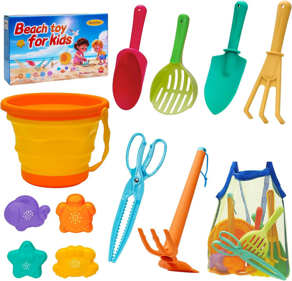 BeneFine Beach Toy Set for Kids Sand Toys Summer Outdoor Play with Mesh