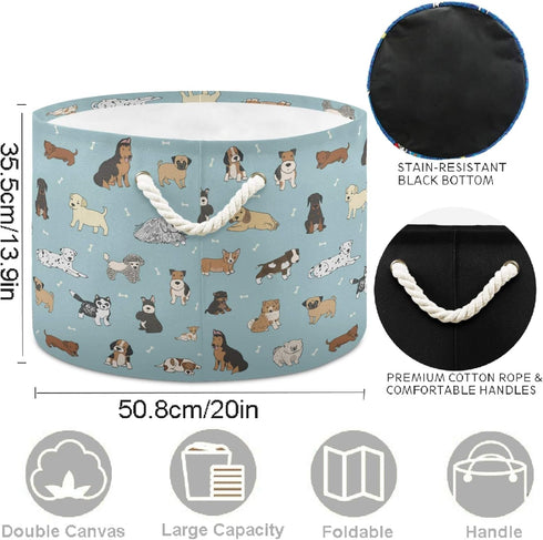 visesunny Collapsible Large Capacity Dog Cartoon Animal Clothes Toy Storage Hamper with Durable Cotton Handles