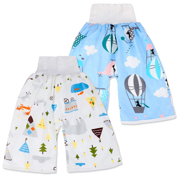 2 Packs Waterproof Diaper Pants Potty Training Cloth Diaper Pants for Baby