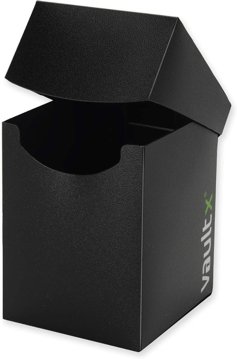 Vault X Trading Card Deck Box with 150 Black Card Sleeves, Fits 100+ Sleeved Cards, Large Standard Storage Box for TCG