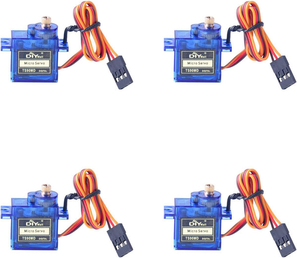 4 Packs TS90MD 9g Micro Digital Servo - Full Metal Gear RC Servo for RC Drone Smart Car (90-180 Degree Angle)