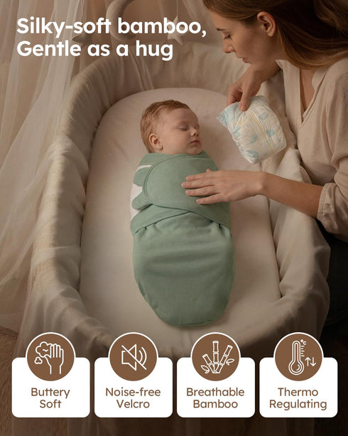 03 Yoofoss Baby Swaddle for Newborns Months, Rayon Made from Bamboo Swaddle, Noiseless Closure Swaddle Sack, Soft