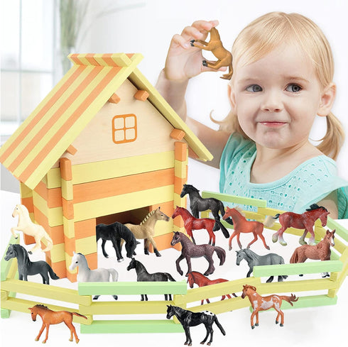 RCOMG 18 PCS Horse Toys, Realistic Miniature Pony Figures for Girls and Boys, Farm Animal Gift and Cake Topper