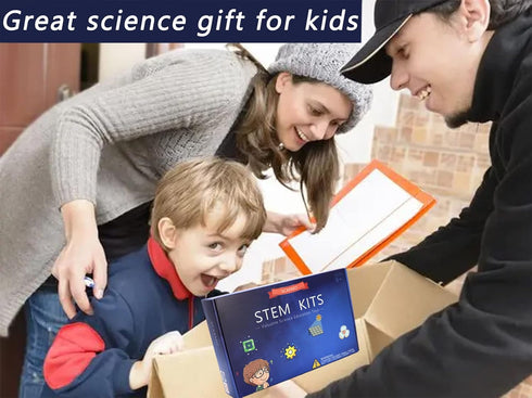 STEM 4 Set Solar Motor Kit - Wooden Model Electric Car Science Experiment Projects for Kids