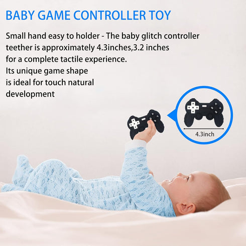 Cool Game Control Remote Teething Toy for Babies 0-6 & 6-12 Months, Silicone Chew Toys for Gamer Parents (Black)