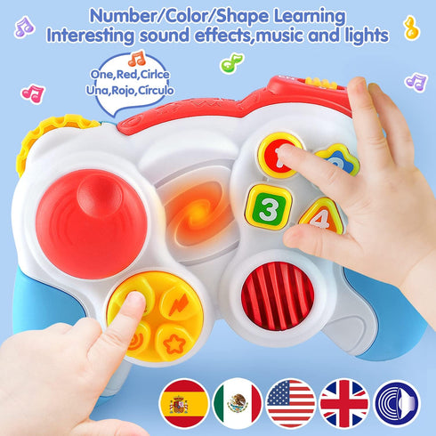 PLAY Baby Controller Toy - Bilingual Learning Toys, Pretend Video Game Controller & TV Remote Combo