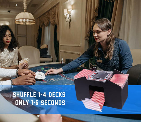 GSE Games & Sports Expert 4-Deck Automatic Card Shuffler - Battery-Operated Electric Shuffler Machines