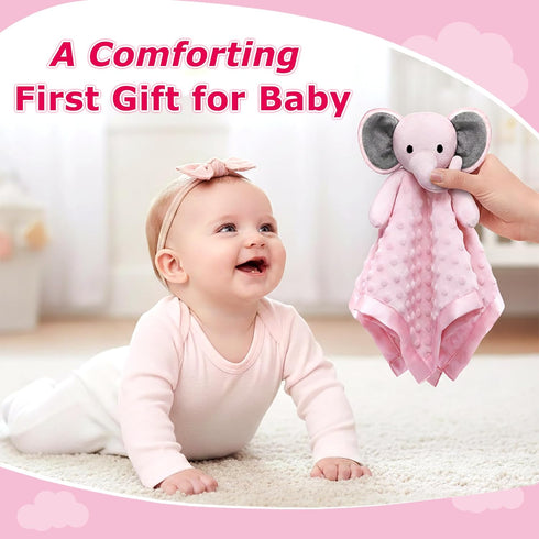 16 Inch Pro Goleem Baby Girl Gifts Elephant Security Blanket with Stuffed Animal Snuggle Toy Lovey Soft Lovie Baby