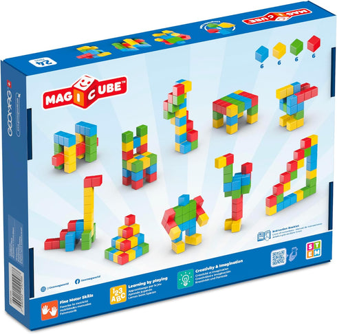 Geomag 15, (24-Piece Magicube Magnetic Building Blocks for Toddlers Ages Swiss-Made STEM Toy - Montessori)