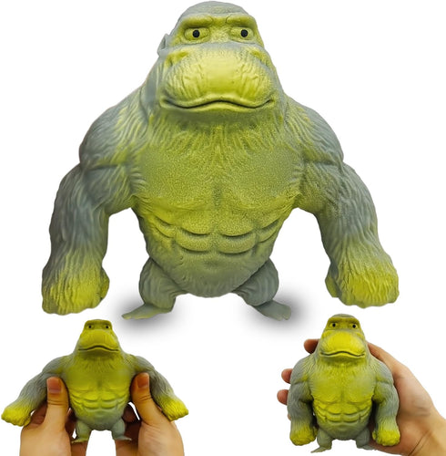 Funny Gray Rubber Monkey Toy, Decompress and Stretch Stress Gorilla, Squeeze Monkey Toy for Kids and Adults