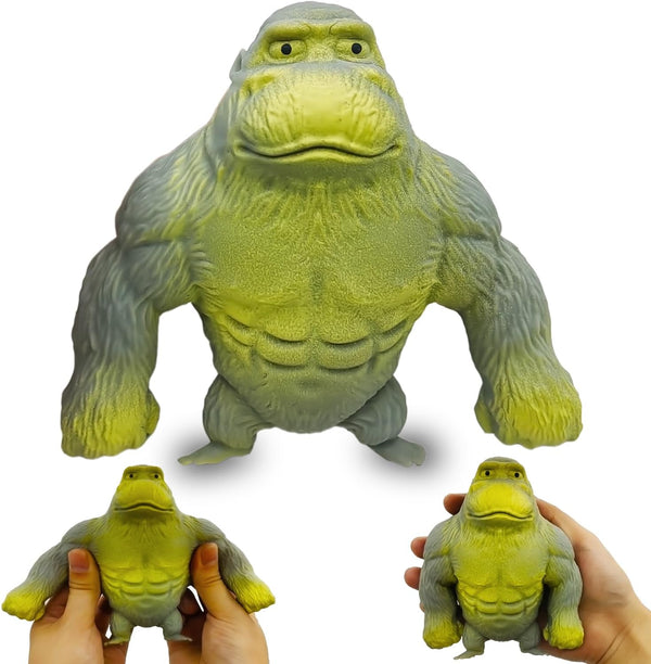 Funny Gray Rubber Monkey Toy, Decompress and Stretch Stress Gorilla, Squeeze Monkey Toy for Kids and Adults