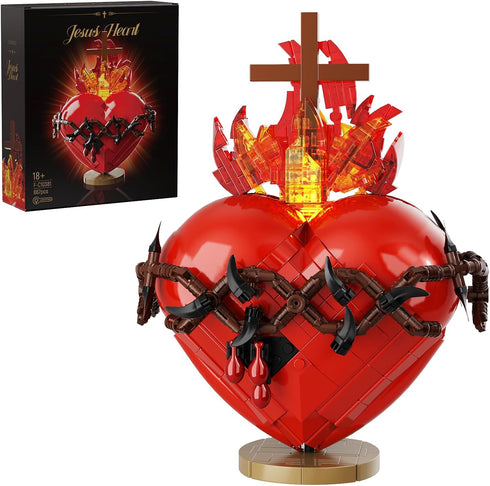 VONADO Jesus Heart Building Set,Sacred Heart Model Compatible with Lego,Bible Themed Christian