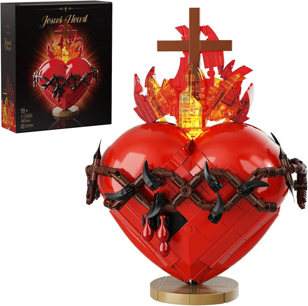 VONADO Jesus Heart Building Set,Sacred Heart Model Compatible with Lego,Bible Themed Christian