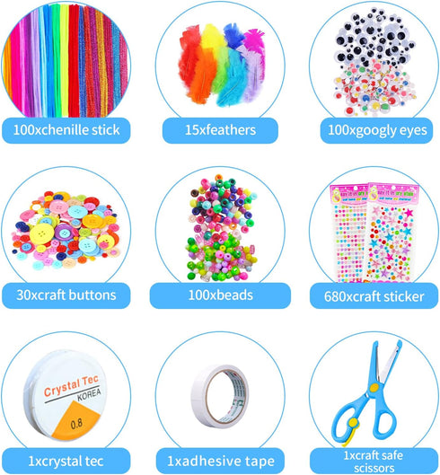 Itopstar Arts and Crafts Supplies Kit - Craft Set for Kids, Great for Preschool, Homeschool, and DIY Projects