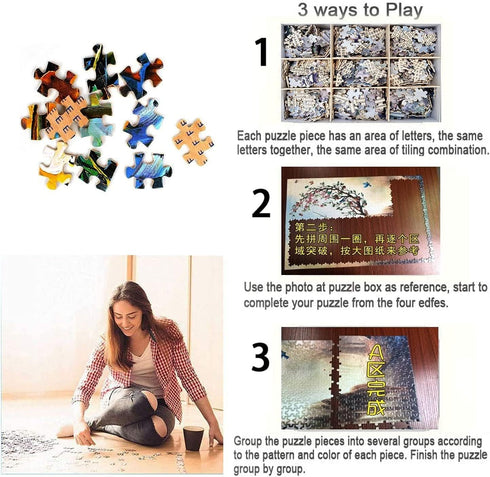1000 Pieces Wooden Puzzle for Adults, Bookshelf Canal, 29.5 x 19.7 in