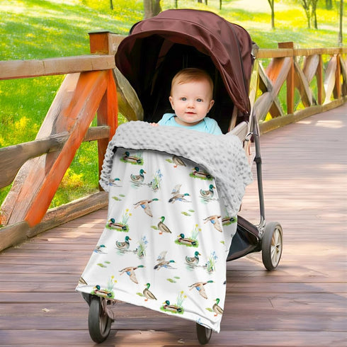 FIGEPO 2 Pack (30"X40") 2) Mallard Duck Baby Blanket for Baby Boys or Girls Soft Breathable Gender Neutral Double Layer