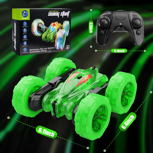 360 4WD 5-7 8-12 Remote Control Car-Rechargeable Fast Direct Charging RC Cars For Kids with Colorful Light,Double-Sided