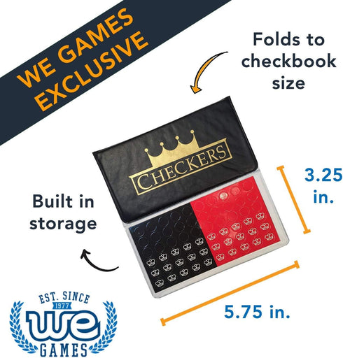 WE Games Magnetic Checkbook Checkers - Great for Travel