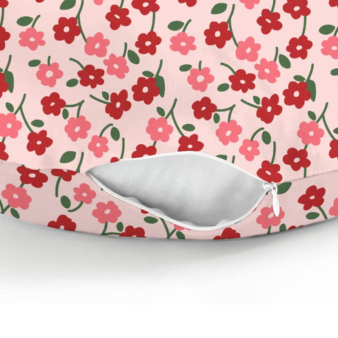 Red and Pink Flowers Baby Nursing Pillow Covers for Boy Girl Preppy Floral Lovers Nursery Pillowcase for Breastfeeding