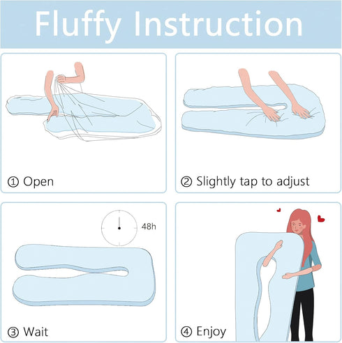 55 Inch QUEEN ROSE Pregnancy Pillow, U Shaped Full Body Pillows for Sleeping Support, Maternity Pillow for Pregnant