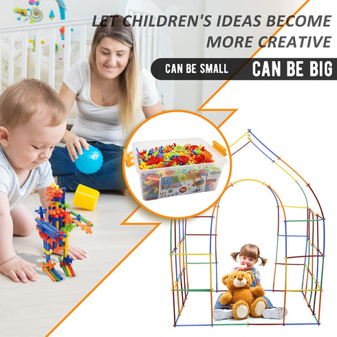 Ggiibro 800Pcs Straw Constructor STEM Building Toys for Kids with Storage Box