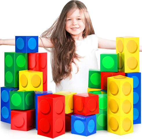 30 Pieces Building Block Party Box, Cardboard Snack Box for Children's Building Block Game Party Decorations
