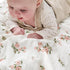 Muslin Baby Blankets for Girls, Super Soft Minky with Breathable Cotton Front and 3D Dotted Fleece Backing, Pink Floral