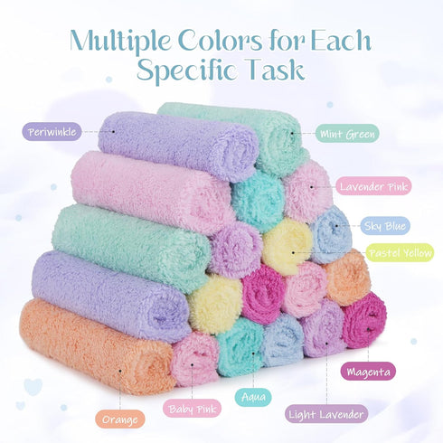 20 Pack 7" 9" UNIMADE Baby Washcloths, Super Soft Microfiber Coral Fleece Wash Cloths, Extra Absorbent Baby Towels