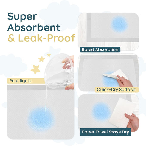 24" 18" 55 Pack Reli. Premium XL Disposable Baby Changing Pad Liners | XL x | | Super Absorbent, Soft, Leak-Proof