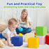 6Pcs Set Foam Building Toys for Toddlers: Waterproof PU Leather Soft Foam Blocks - Colorful Large Stacking Blocks