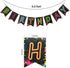Glow Party Happy Birthday Banner Decoration - Assembled 80s Neon Party Supplies, Glow in the Dark Decorations