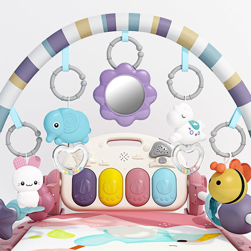 Tummy 5 Jovow Baby Gym with Musical Piano,Baby Play Mat Time Baby Activity Gym Mat with Infant Learning Sensory