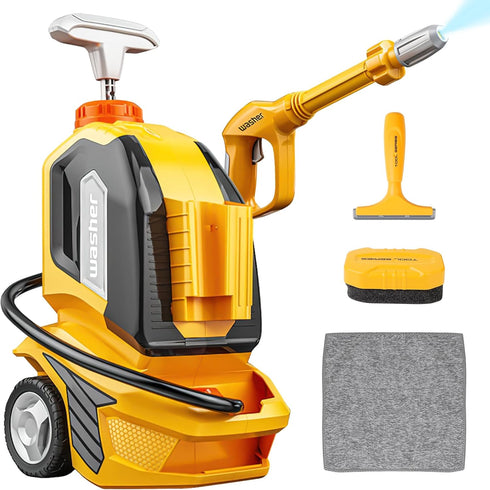 deAO Kids Clean Car Wash Toy,Car Washer with Scraper Sponge Towel,Rag,Toddler Pretend