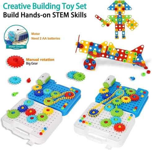 Gears Toys for Kids Ages 4-8, STEM Educational Construction Building Toy Set for Boys and Girls, Creative Learning
