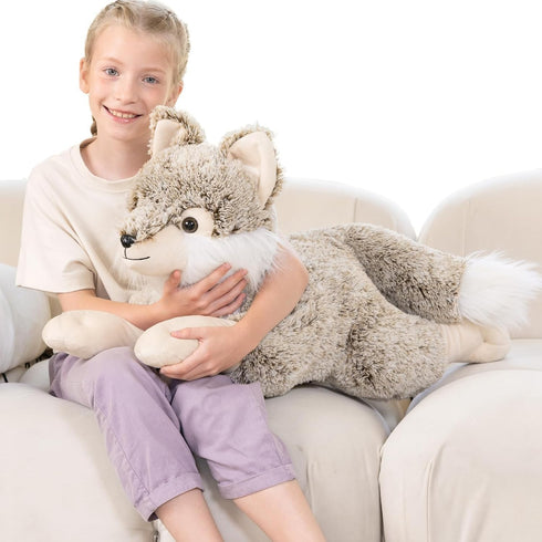 30", BENINY Giant Wolf Stuffed Animal Super Soft Pillow Plush Toy, Big Fluffy Plushie Gift for Birthdays & Christmas