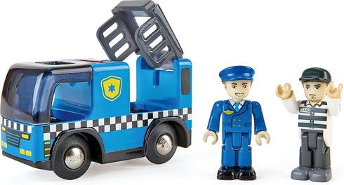 Hape Police Car with Siren | 3-Piece Cops & Robbers Play Set with Action Figures