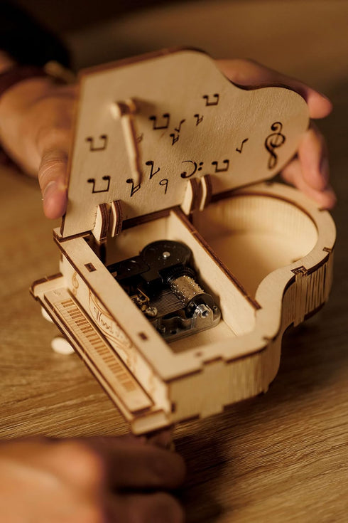 Wood Trick Toy Piano Music Box Moonlight Sonata, Mini 3D Wooden Puzzle Assembly Toy for Kids and Adults