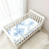 CZXW 52" 28" Blue Floral Botanical Crib Sheets Fitted x Natural Cotton Soft & Breathable for Baby Crib Mattress