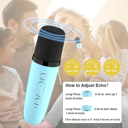 YLL Mini Karaoke Machine for Kids, Portable Bluetooth Speaker with 2 Wireless Microphones, Christmas Birthday Gift